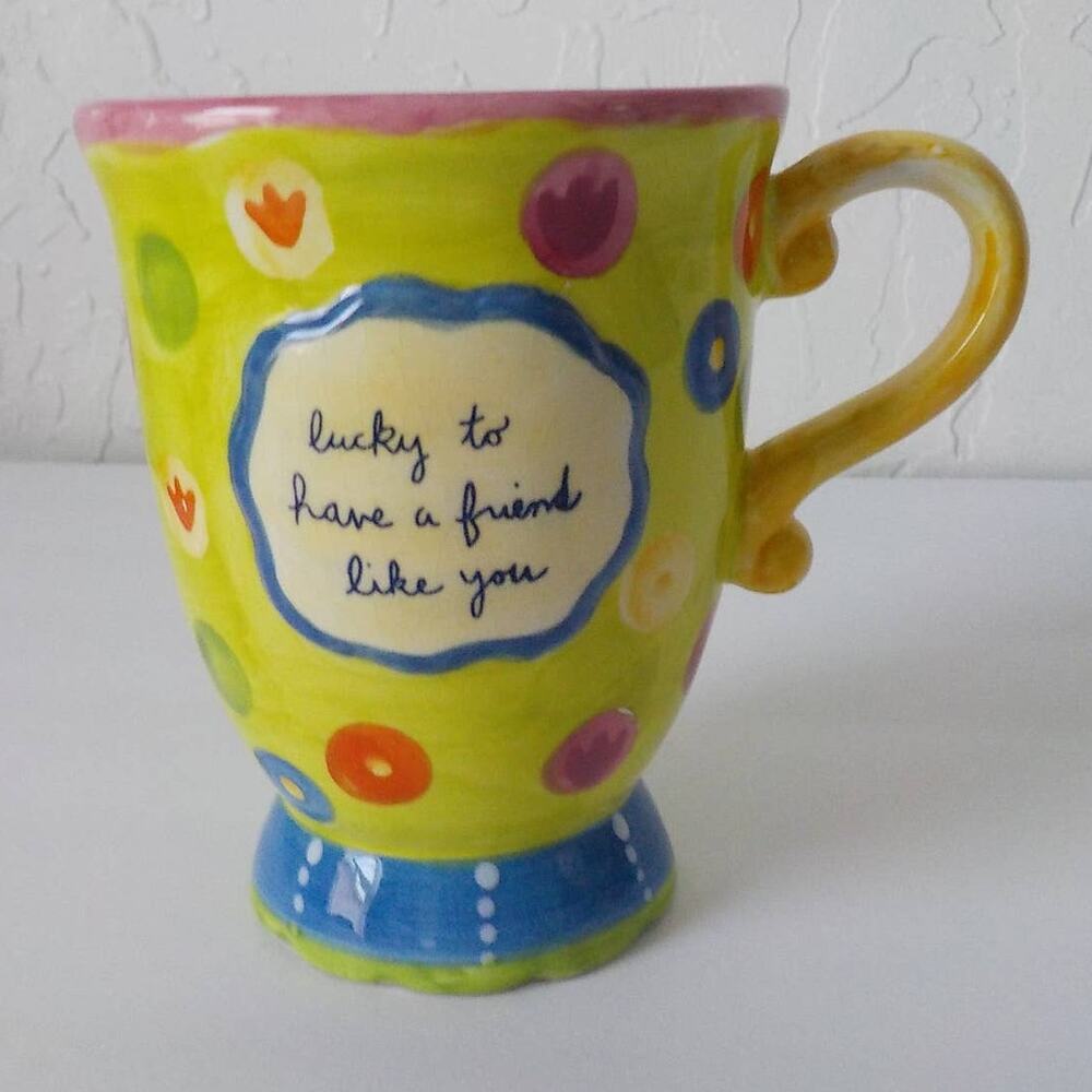 Lucky to Have a Friend Like You Ceramic Mug Hallmark Happy Colors
